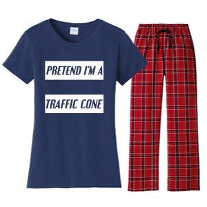 Pretend Im A Traffic Cone Costume Easy Halloween Costume Women's Flannel Pajama Set