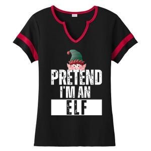 Pretend IM An Elf Funny Christmas Ladies Halftime Notch Neck Tee