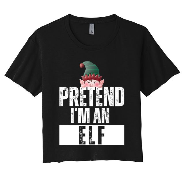 Pretend IM An Elf Funny Christmas Crop Top
