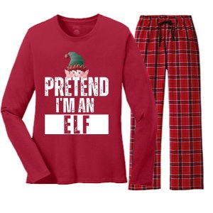 Pretend IM An Elf Funny Christmas Women's Long Sleeve Flannel Pajama Set 