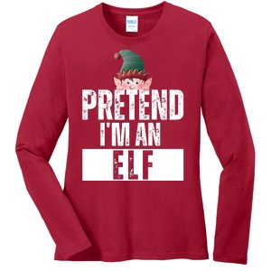 Pretend IM An Elf Funny Christmas Ladies Long Sleeve Shirt