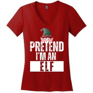 Pretend IM An Elf Funny Christmas Women's V-Neck T-Shirt