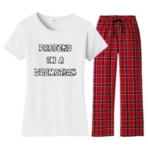 Pretend IM A Dalmatian Dog Funny Lazy Easy Dog Costume Women's Flannel Pajama Set