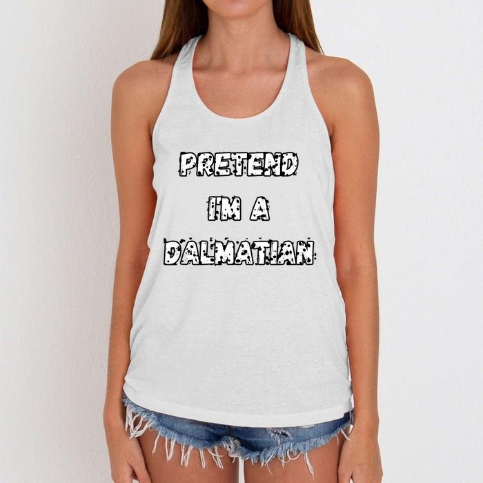 Pretend IM A Dalmatian Dog Funny Lazy Easy Dog Costume Women's Knotted Racerback Tank