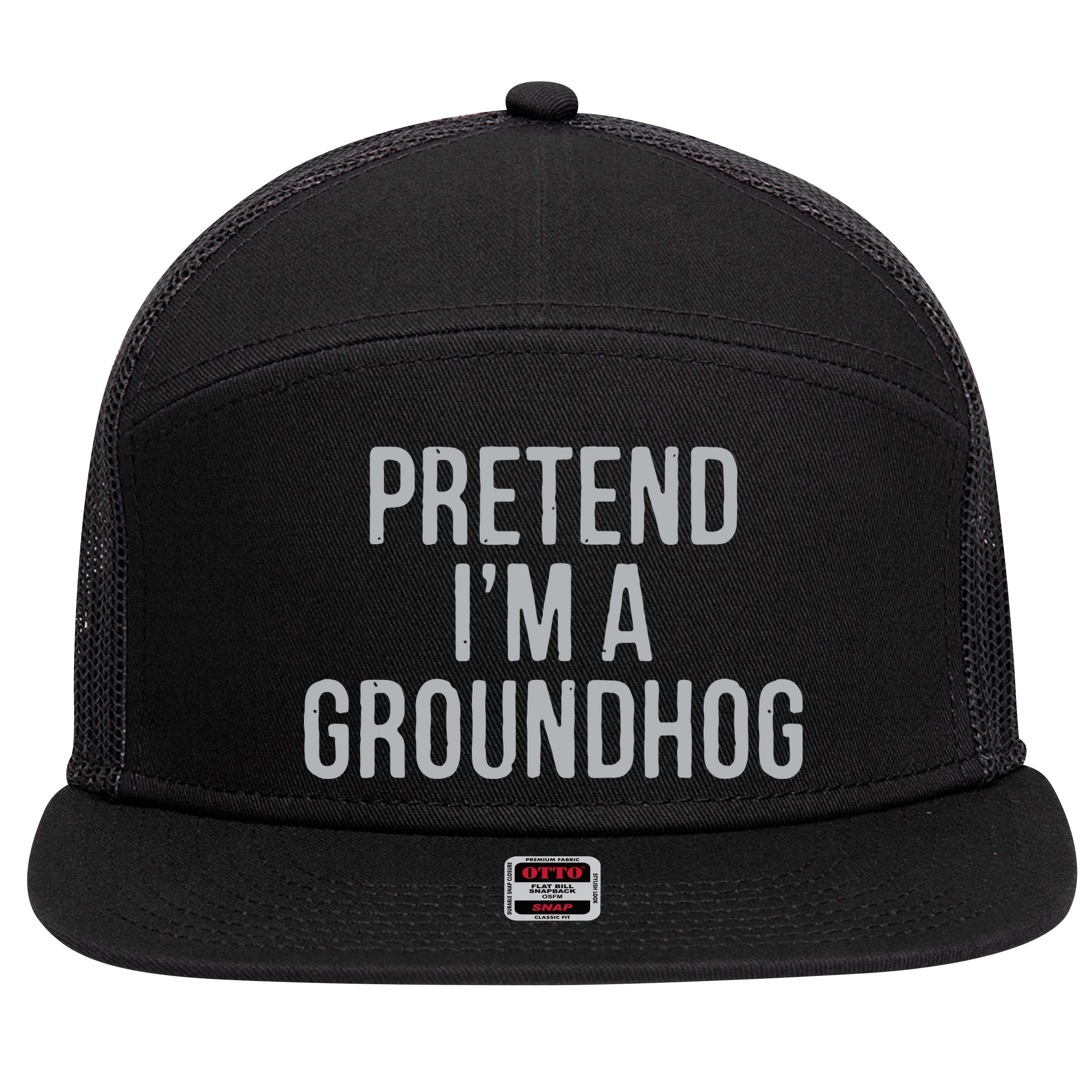 Pretend Im A Groundhog Lazy Halloween Costume 7 Panel Mesh Trucker Snapback Hat