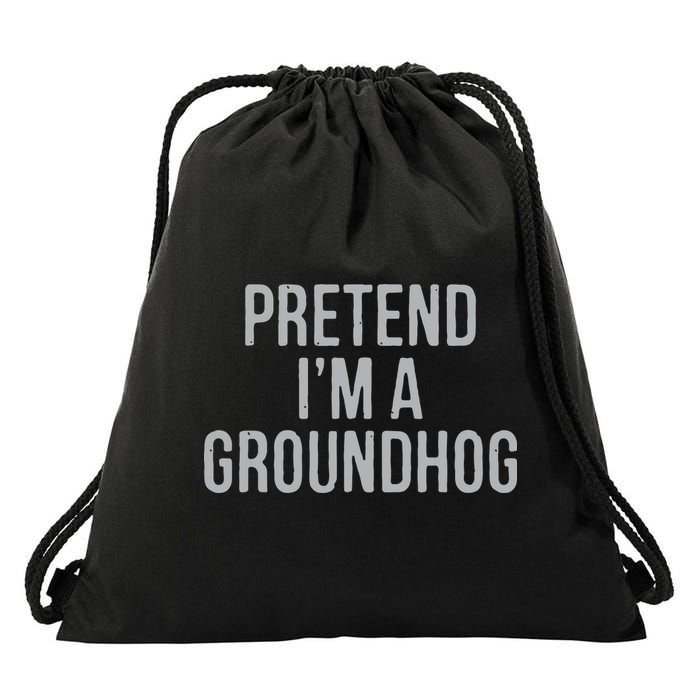 Pretend Im A Groundhog Lazy Halloween Costume Drawstring Bag