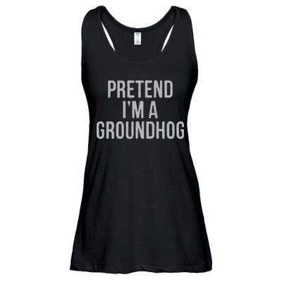 Pretend Im A Groundhog Lazy Halloween Costume Ladies Essential Flowy Tank