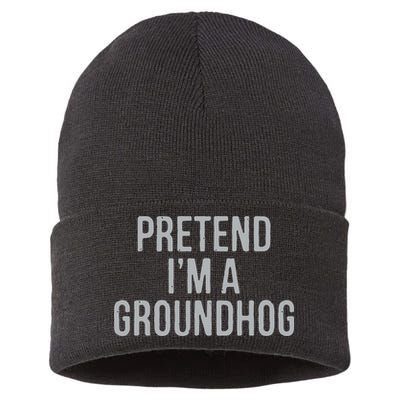 Pretend Im A Groundhog Lazy Halloween Costume Sustainable Knit Beanie