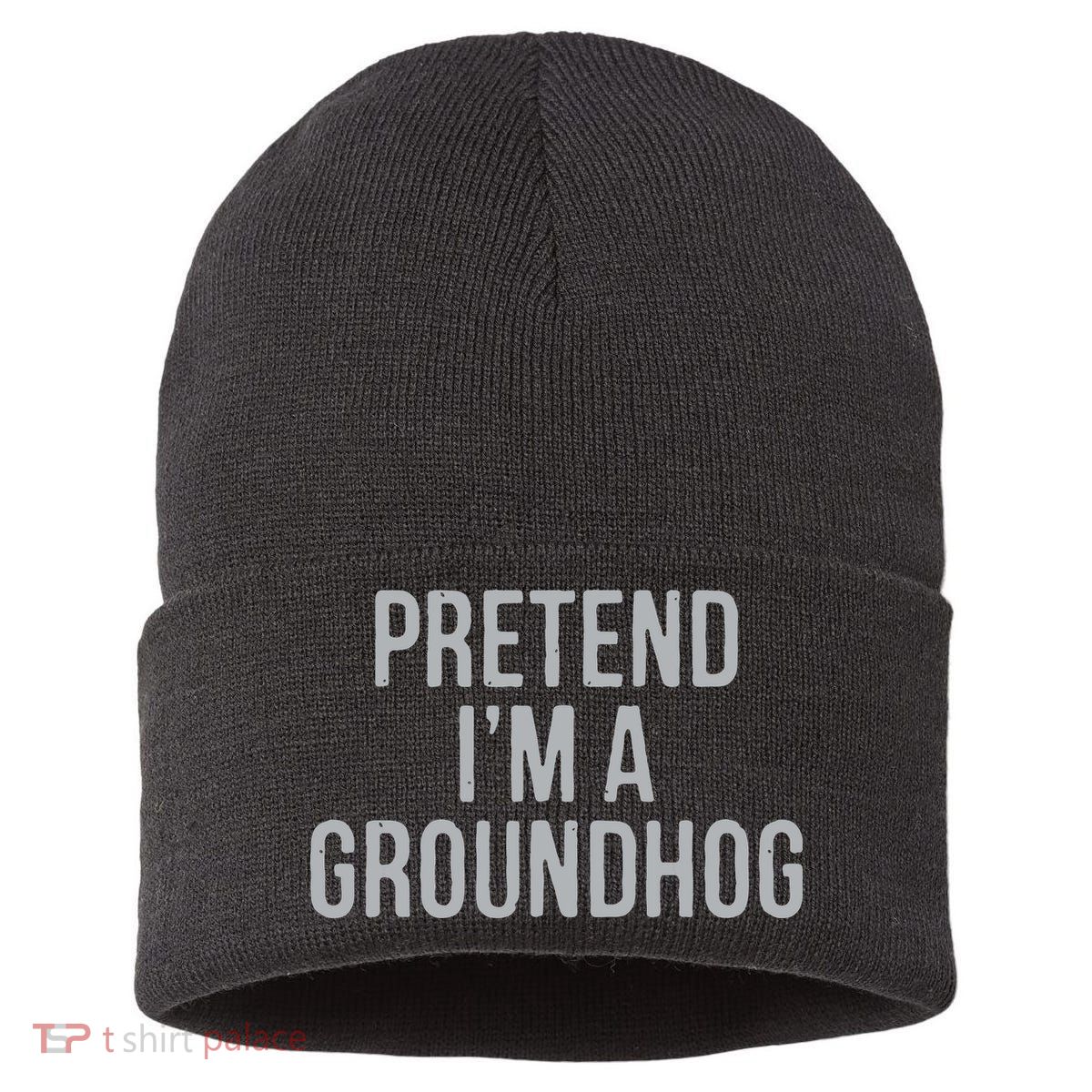 Pretend Im A Groundhog Lazy Halloween Costume Sustainable Knit Beanie