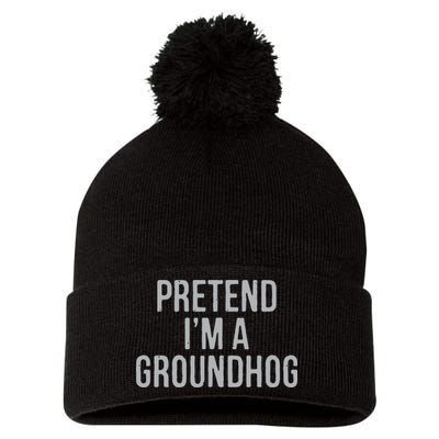 Pretend Im A Groundhog Lazy Halloween Costume Pom Pom 12in Knit Beanie