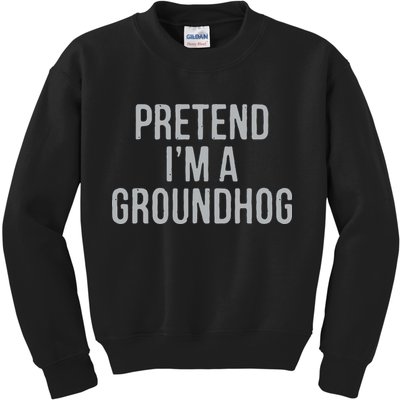 Pretend Im A Groundhog Lazy Halloween Costume Kids Sweatshirt