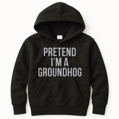 Pretend Im A Groundhog Lazy Halloween Costume Kids Hoodie