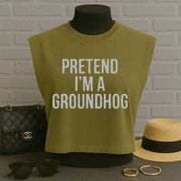 Pretend Im A Groundhog Lazy Halloween Costume Garment-Dyed Women's Muscle Tee