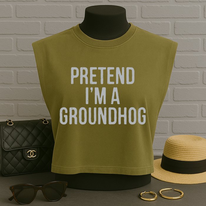 Pretend Im A Groundhog Lazy Halloween Costume Garment-Dyed Women's Muscle Tee