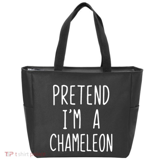 Pretend IM A Chameleon Costume Halloween Lazy Quick Pretend IM A Chamel Zip Tote Bag