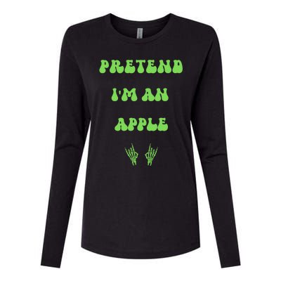 Pretend IM An Apple Halloween Costume Wavy Text Gift Womens Cotton Relaxed Long Sleeve T-Shirt