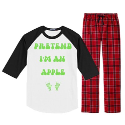 Pretend IM An Apple Halloween Costume Wavy Text Gift Raglan Sleeve Pajama Set