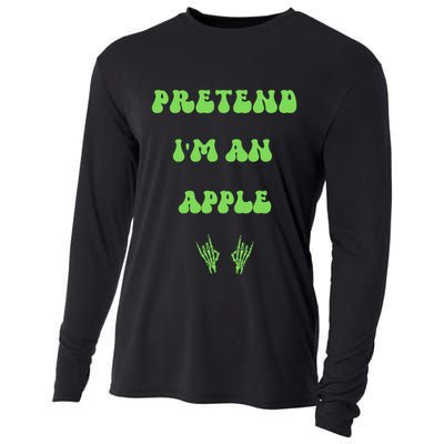 Pretend IM An Apple Halloween Costume Wavy Text Gift Cooling Performance Long Sleeve Crew