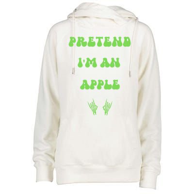 Pretend IM An Apple Halloween Costume Wavy Text Gift Womens Funnel Neck Pullover Hood