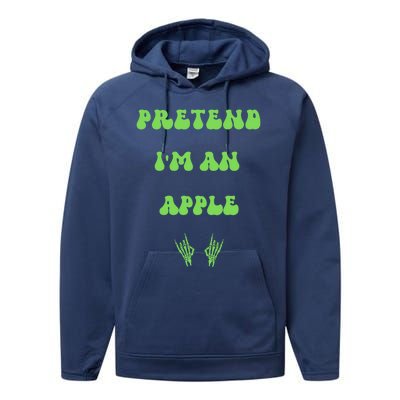 Pretend IM An Apple Halloween Costume Wavy Text Gift Performance Fleece Hoodie