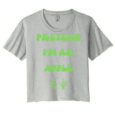 Pretend IM An Apple Halloween Costume Wavy Text Gift Women's Crop Top Tee