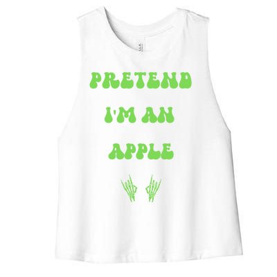 Pretend IM An Apple Halloween Costume Wavy Text Gift Women's Racerback Cropped Tank