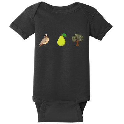 Partridge In A Pear Tree Christmas Subtle Minimal Carol Song Baby Bodysuit