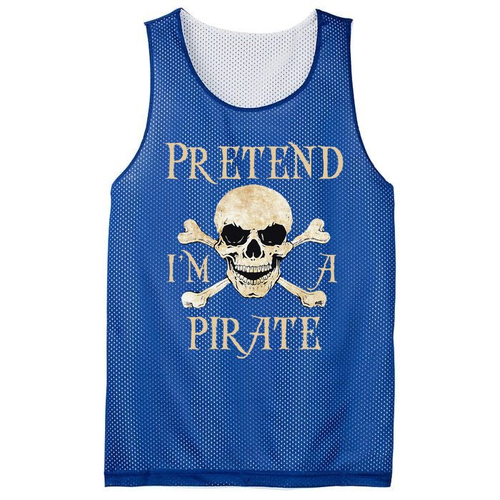 Pretend Im A Pirate Skull Crossbones Easy Funny Halloween Mesh Reversible Basketball Jersey Tank