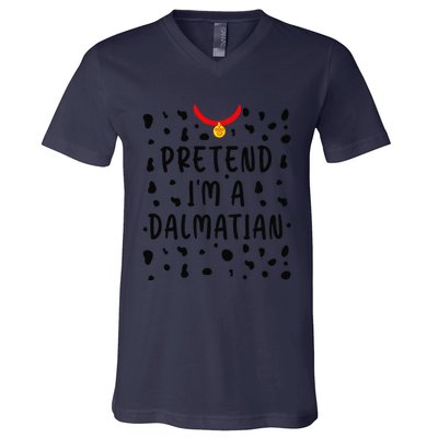 Pretend Im A Dalmatian Funny Lazy Halloween Costume Gift V-Neck T-Shirt