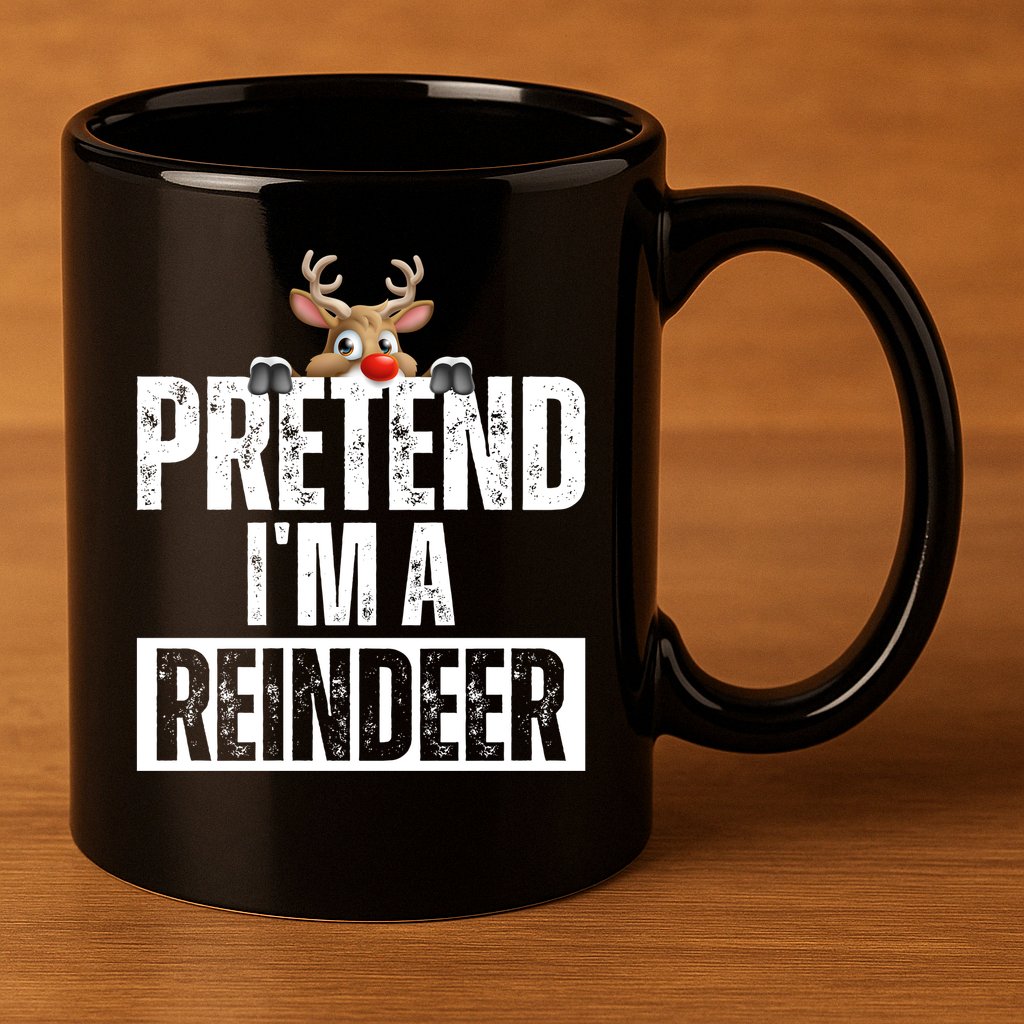 Pretend Im A Reindeer Funny Christmas 11oz C Handle Ceramic Mug