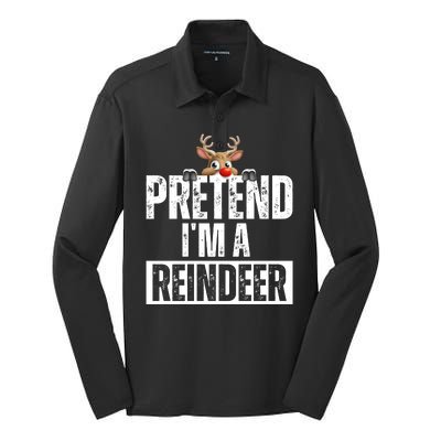 Pretend Im A Reindeer Funny Christmas Silk Touch Performance Long Sleeve Polo