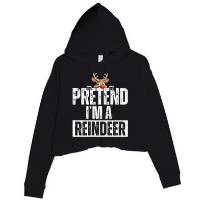 Pretend Im A Reindeer Funny Christmas Crop Fleece Hoodie