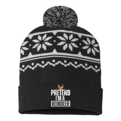 Pretend Im A Reindeer Funny Christmas USA-Made Snowflake Beanie