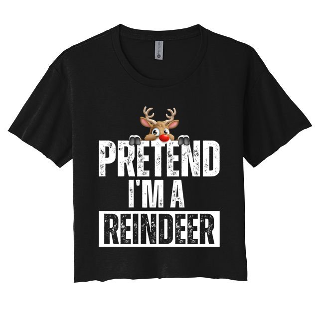 Pretend Im A Reindeer Funny Christmas Crop Top