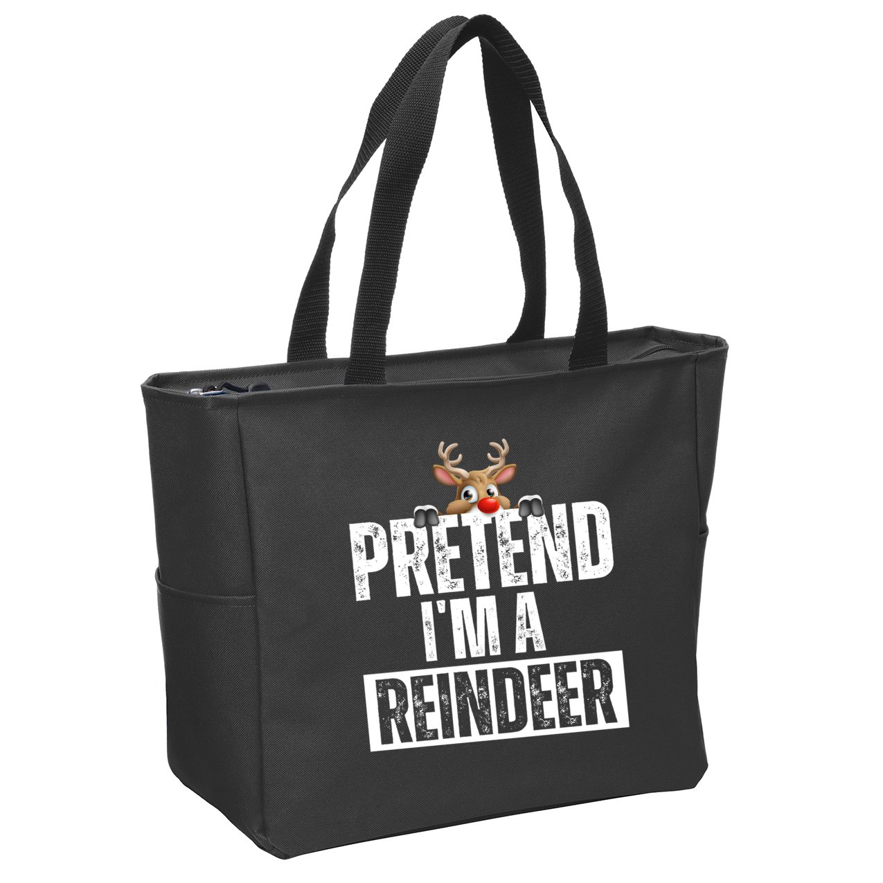 Pretend Im A Reindeer Funny Christmas Zip Tote Bag