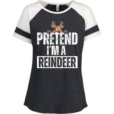 Pretend Im A Reindeer Funny Christmas Enza Ladies Jersey Colorblock Tee