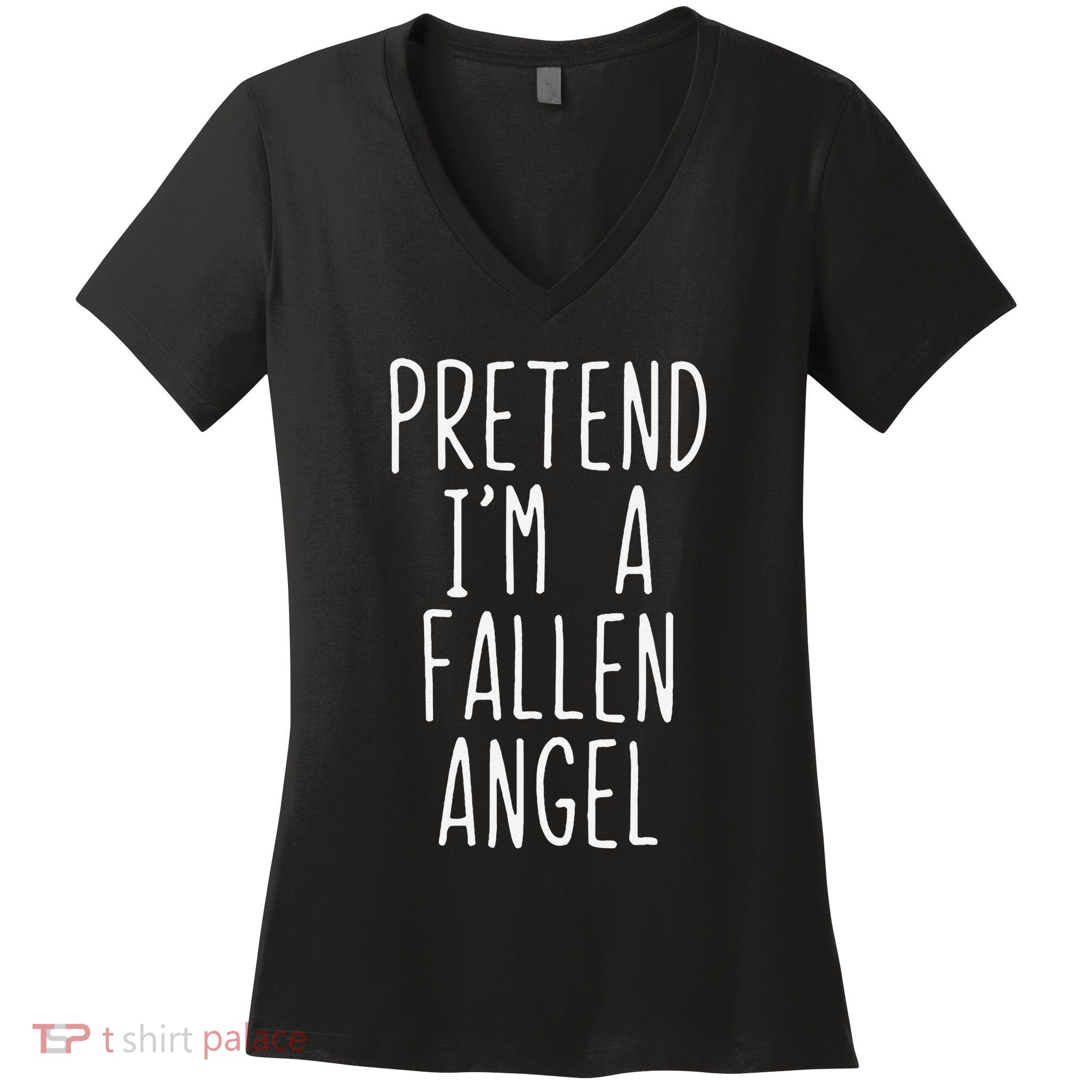 Pretend Im A Fallen Angel Halloween Lazy Easy Women's V-Neck T-Shirt