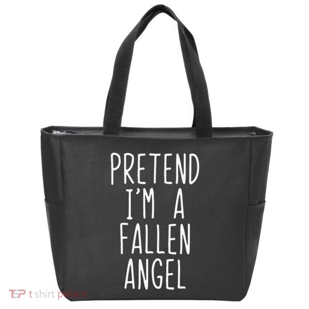 Pretend Im A Fallen Angel Halloween Lazy Easy Zip Tote Bag