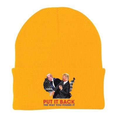 Put It Back The Way You Found It Funny Trump Slap Anti Biden Knit Cap Winter Beanie