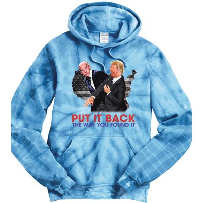 Put It Back The Way You Found It Funny Trump Slap Anti Biden Tie Dye Hoodie