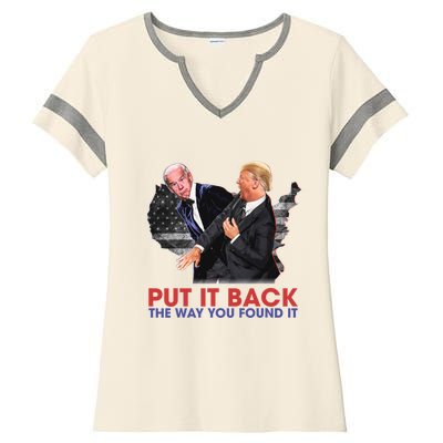 Put It Back The Way You Found It Funny Trump Slap Anti Biden Ladies Halftime Notch Neck Tee