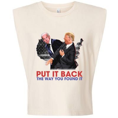 Put It Back The Way You Found It Funny Trump Slap Anti Biden Garment-Dyed Women's Muscle Tee