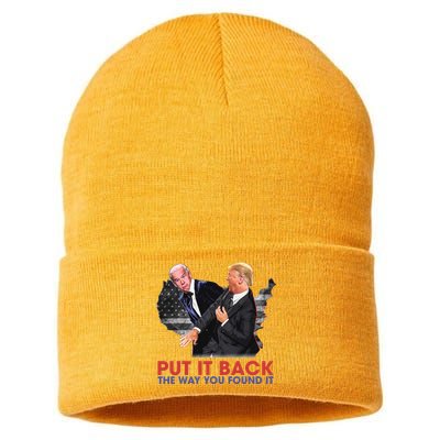 Put It Back The Way You Found It Funny Trump Slap Anti Biden Sustainable Knit Beanie