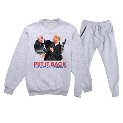 Put It Back The Way You Found It Funny Trump Slap Anti Biden Premium Crewneck Sweatsuit Set