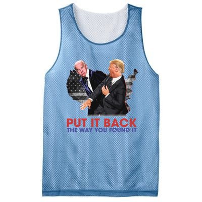 Put It Back The Way You Found It Funny Trump Slap Anti Biden Mesh Reversible Basketball Jersey Tank