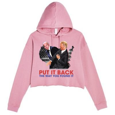 Put It Back The Way You Found It Funny Trump Slap Anti Biden Crop Fleece Hoodie