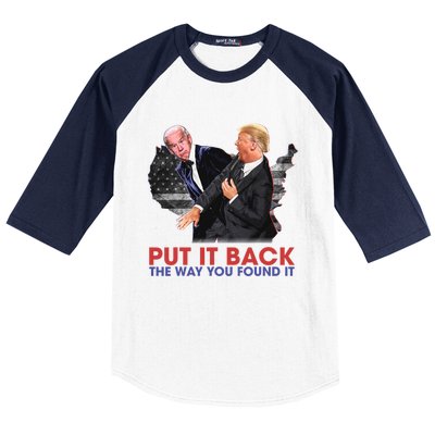 Put It Back The Way You Found It Funny Trump Slap Anti Biden Baseball Sleeve Shirt