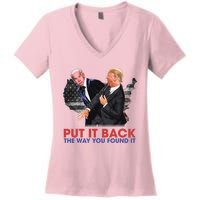 Put It Back The Way You Found It Funny Trump Slap Anti Biden Women's V-Neck T-Shirt