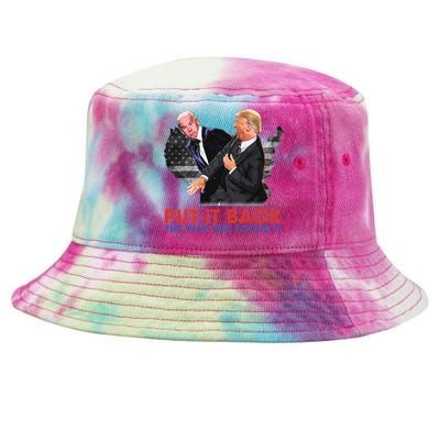 Put It Back The Way You Found It Funny Trump Slap Anti Biden Tie-Dyed Bucket Hat