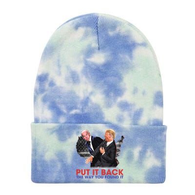 Put It Back The Way You Found It Funny Trump Slap Anti Biden Tie Dye 12in Knit Beanie